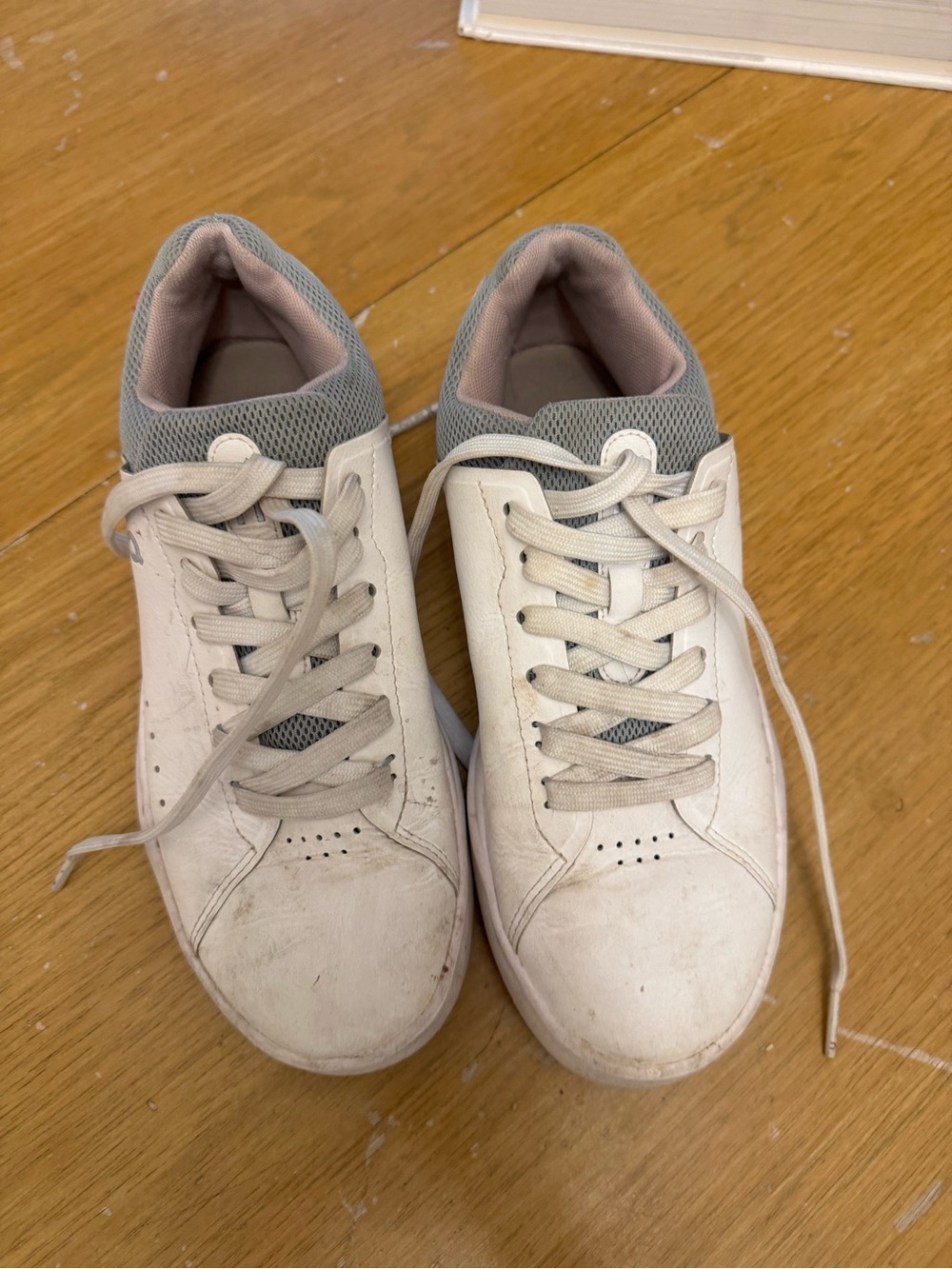 Women’s Casual Lace-Up Sneakers in White and Gray